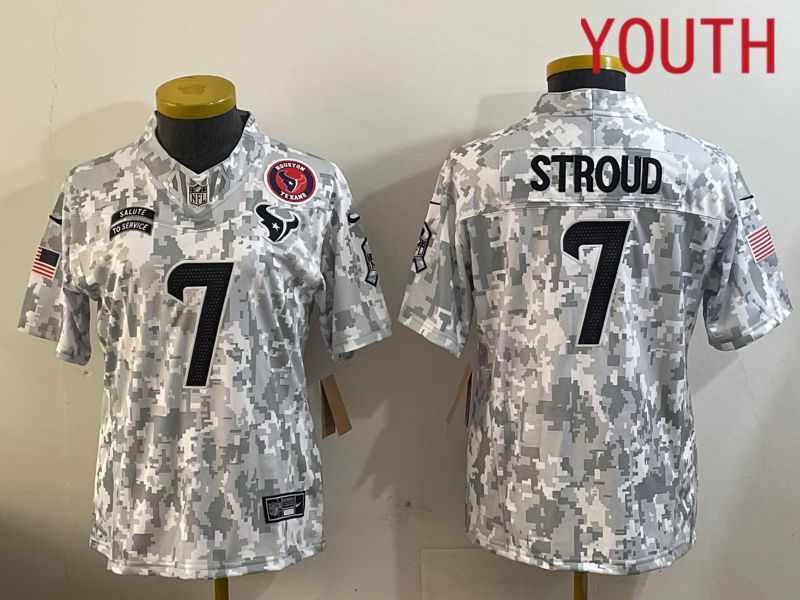 Youth Houston Texans #7 Stroud Nike Arctic Camo 2024 Salute to Service Limited NFL Jersey style 2->youth nfl jersey->Youth Jersey